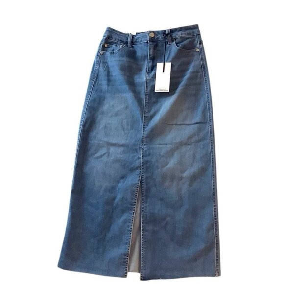 Oat New York Dresses & Skirts - NWT Oat New York Skirt Size 28 Front Slit Midi Jean Blue Denim Womens Size 2/26